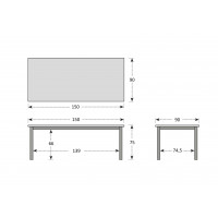 CONCEPT - stůl s teakovou deskou 150x90x75cm