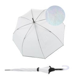 Knirps C.760 Stick Transparent Stardust Black - průhledný dámský holový deštník